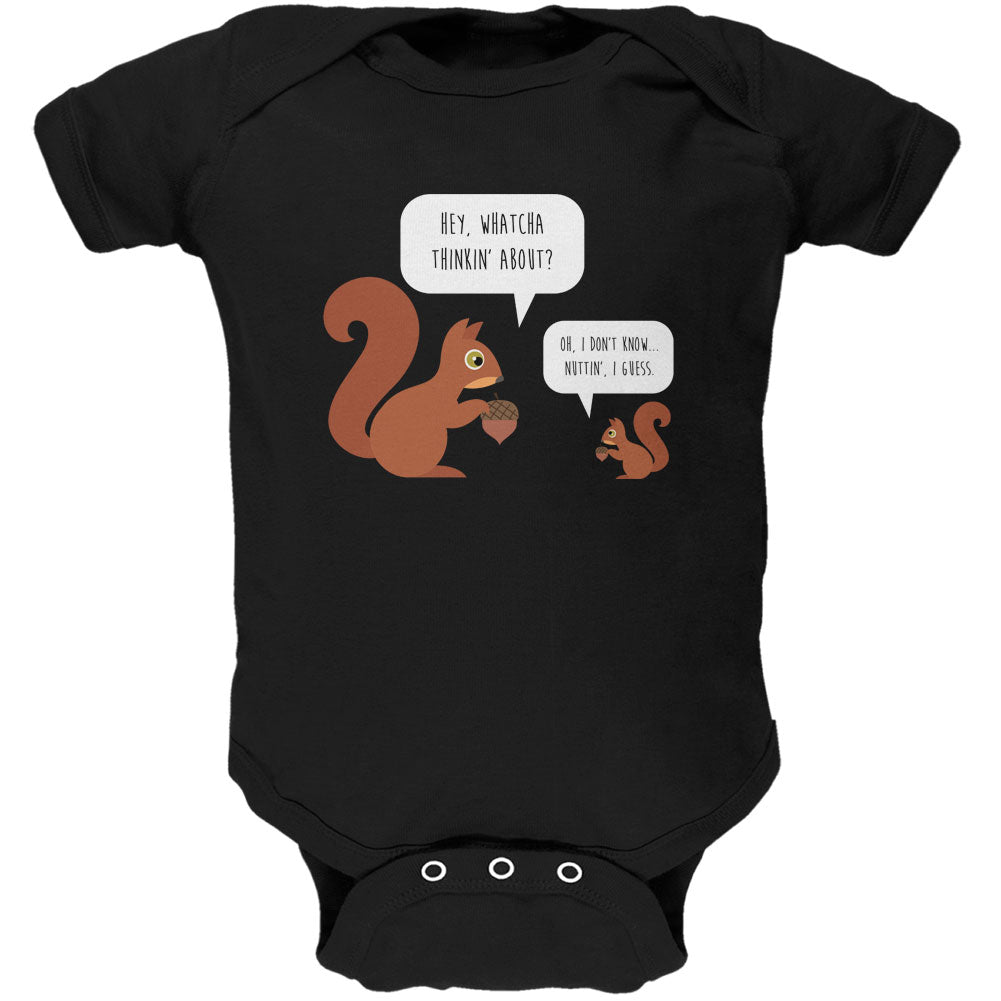 Autumn Squirrel Nut Pun Soft Baby One Piece Baby One Piece Old Glory 12M Black