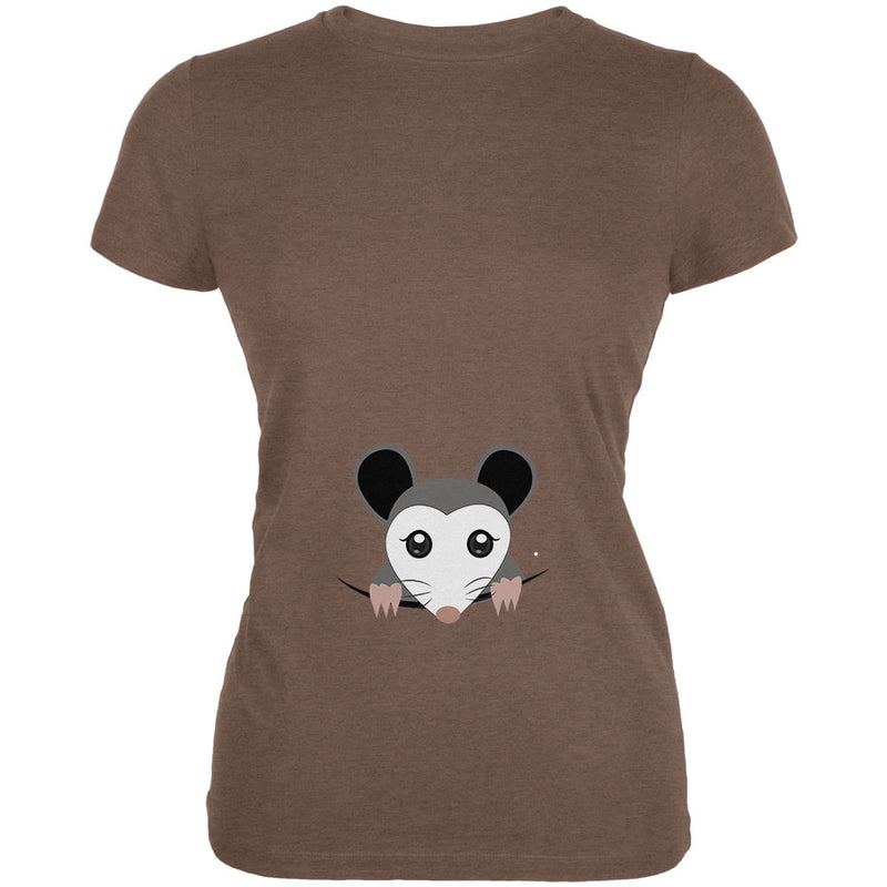 Halloween Peeking Possum Costume Juniors Soft T Shirt Juniors T-Shirts Old Glory 2XL Brown
