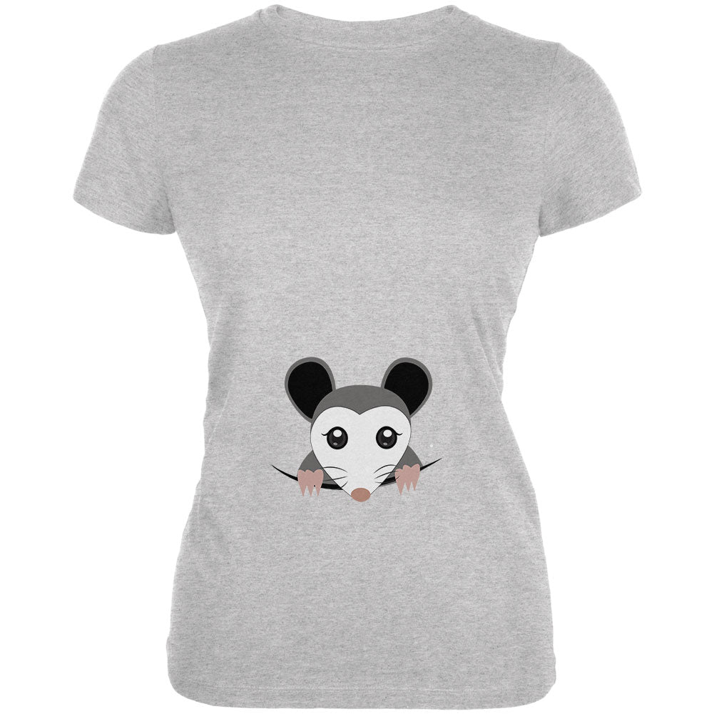 Halloween Peeking Possum Costume Juniors Soft T Shirt Juniors T-Shirts Old Glory 2XL Heather