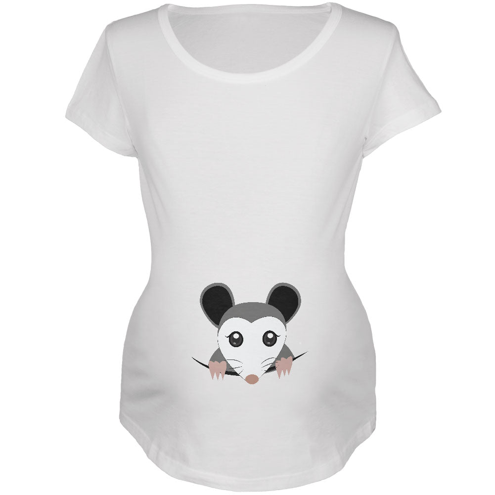 Halloween Peeking Possum Maternity Soft T Shirt Maternity T-Shirts Old Glory 2XL White