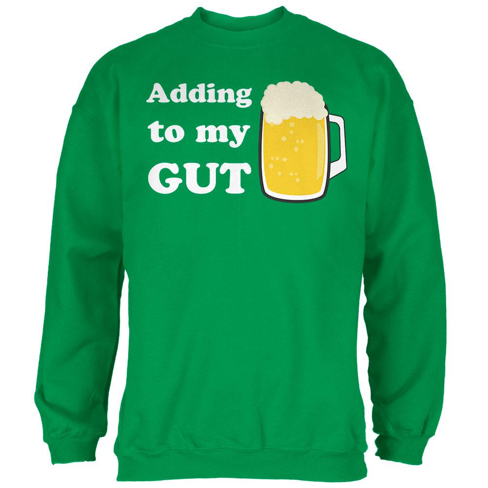 St. Patrick's Day Adding To My Gut Beer Mens Sweatshirt Men's Sweatshirts Old Glory 2XL Irish Green
