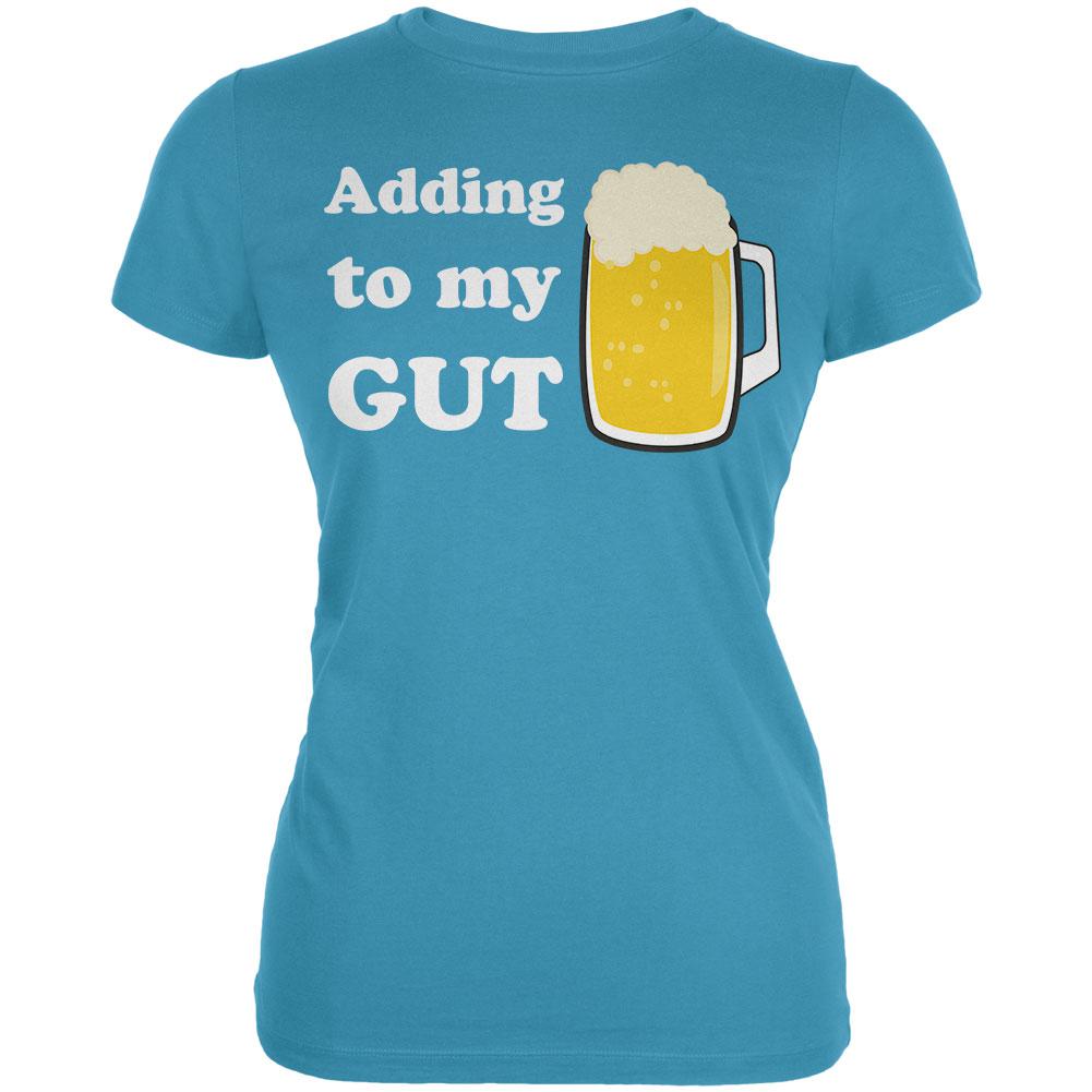 St. Patrick's Day Adding To My Gut Beer Juniors Soft T Shirt Juniors T-Shirts Old Glory LG Aqua