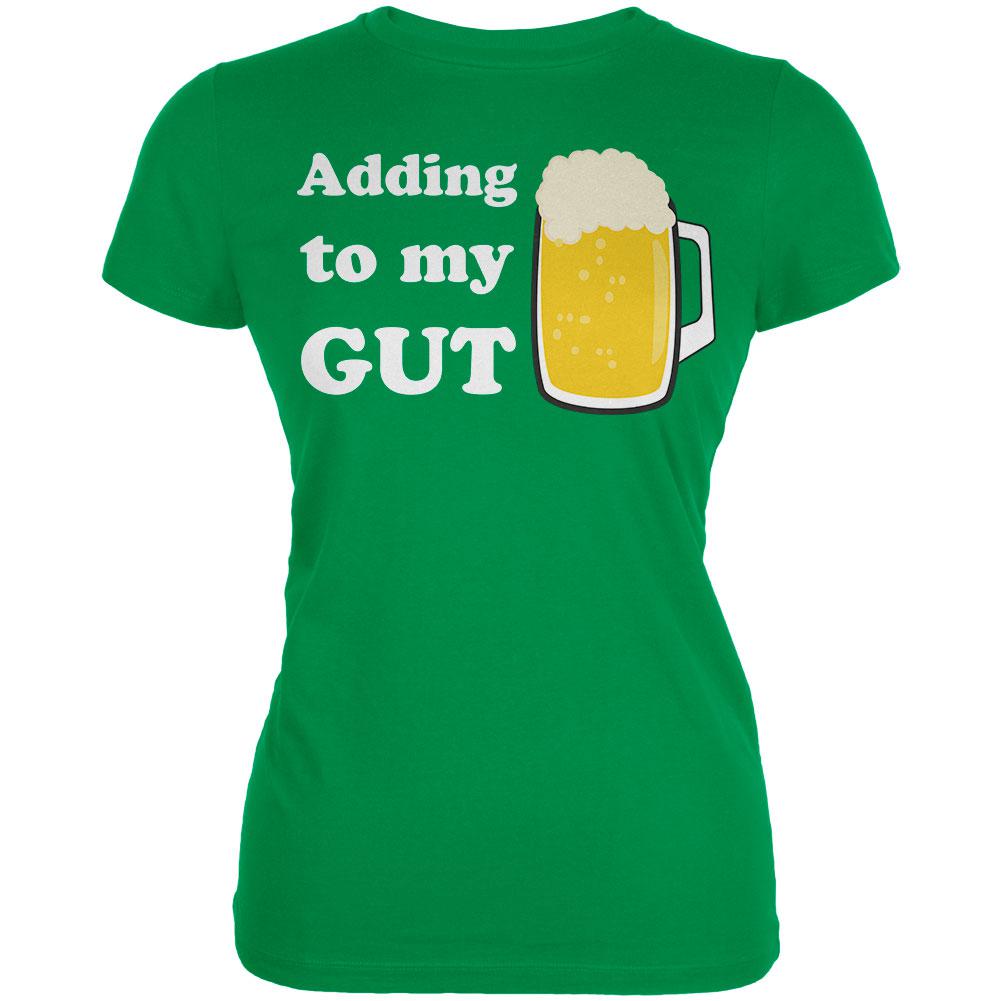 St. Patrick's Day Adding To My Gut Beer Juniors Soft T Shirt Juniors T-Shirts Old Glory 2XL Irish Green