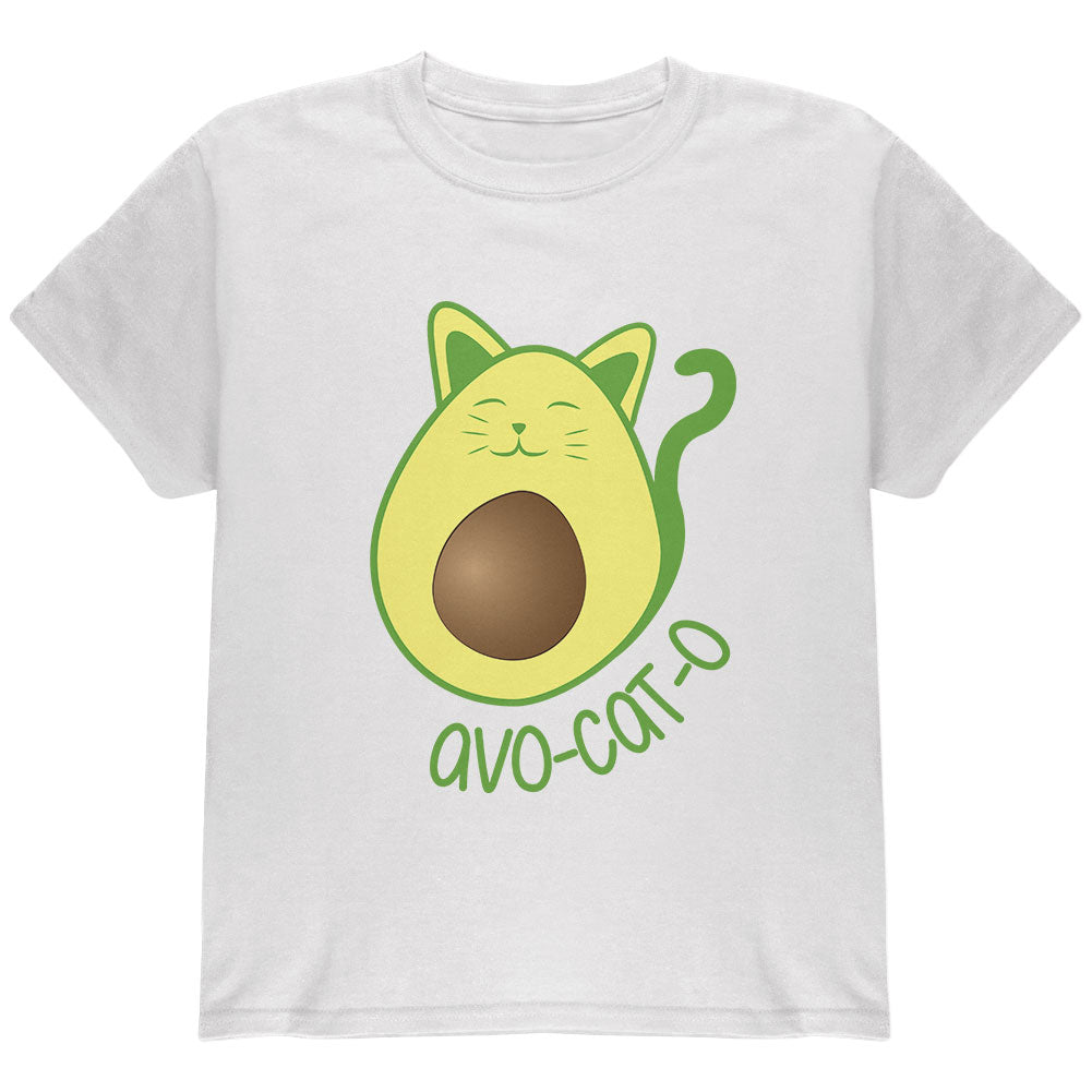 Avocado Cat Avocato Youth T Shirt Youth T-Shirts Old Glory YLG White