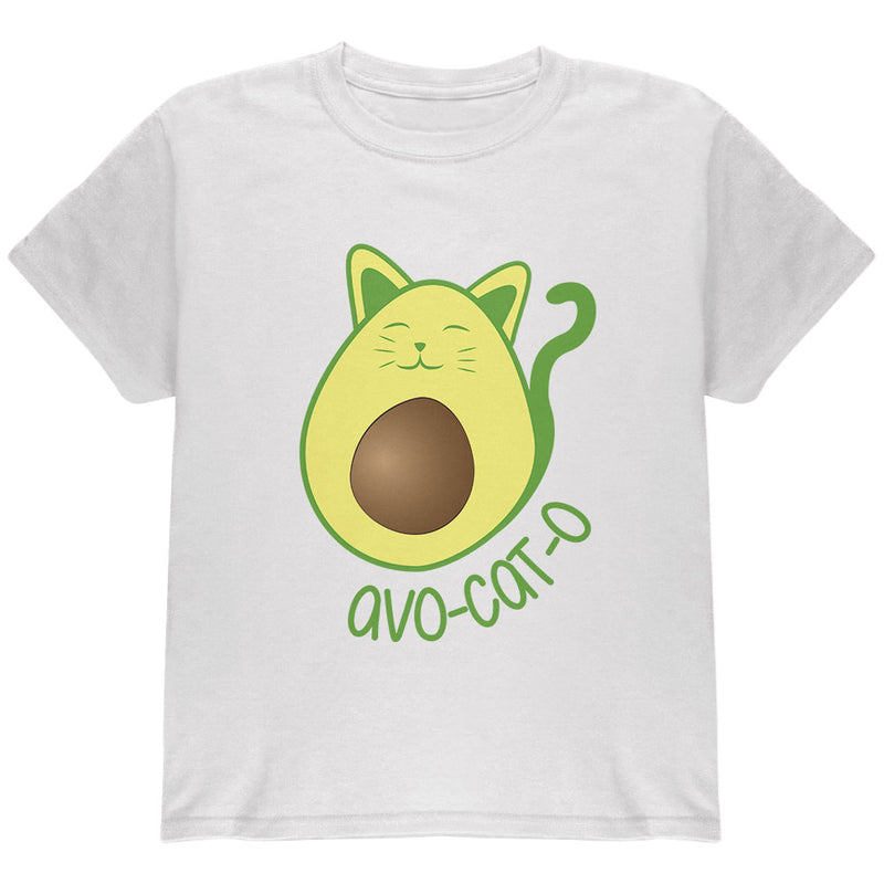 Avocado Cat Avocato Youth T Shirt Youth T-Shirts Old Glory YLG White