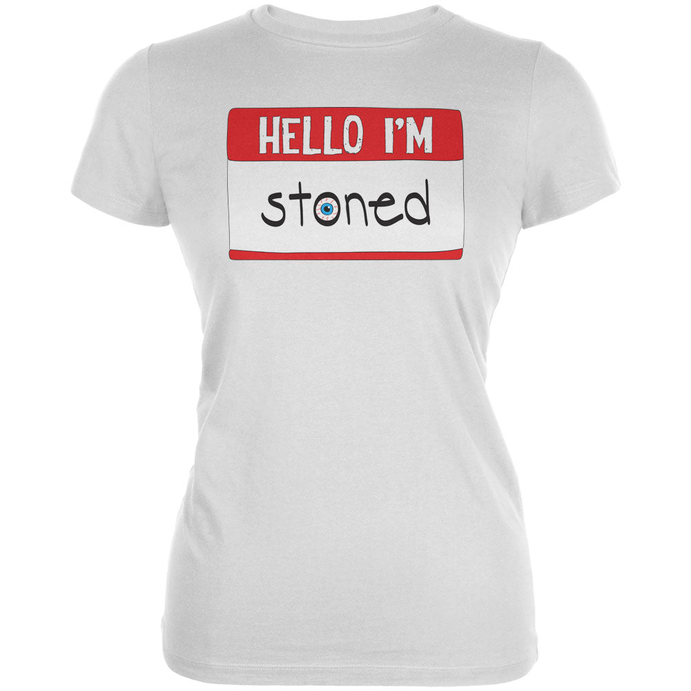Halloween Hello I'm Stoned Juniors Soft T Shirt Juniors T-Shirts Old Glory 2XL White