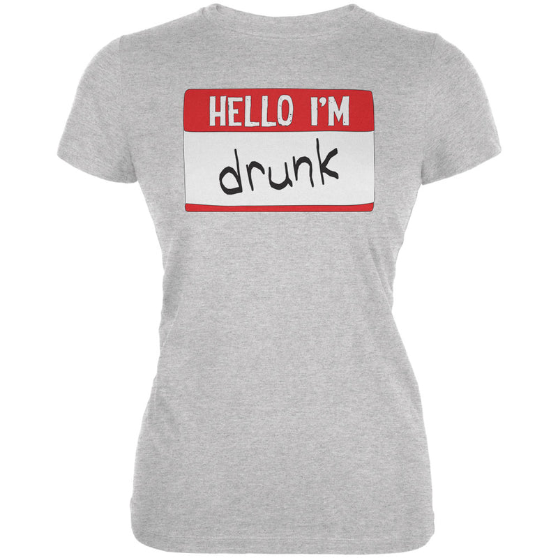 Halloween Hello I'm Drunk Juniors Soft T Shirt Juniors T-Shirts Old Glory 2XL Heather