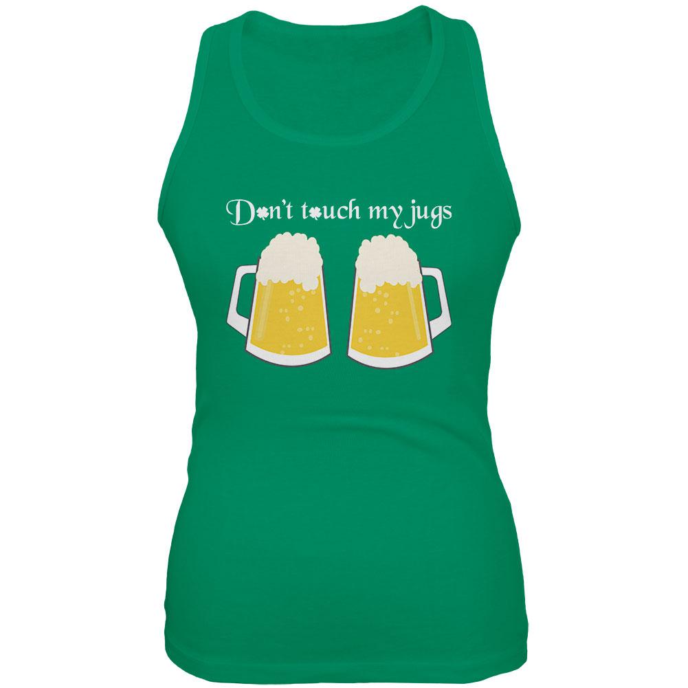 St. Patrick's Day Don't Touch My Beer Jugs Juniors Soft Tank Top Juniors Tank Tops Old Glory 2XL Kelly Green