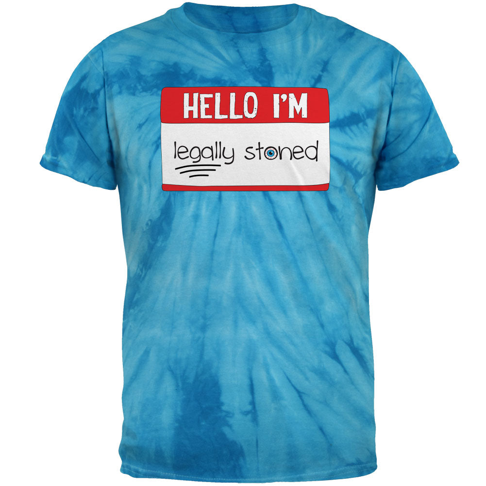Halloween Hello I'm Legally Stoned Legalize Marijuana Mens T Shirt Men's T-Shirts Old Glory 2XL Pinwheel Blue Tie Dye