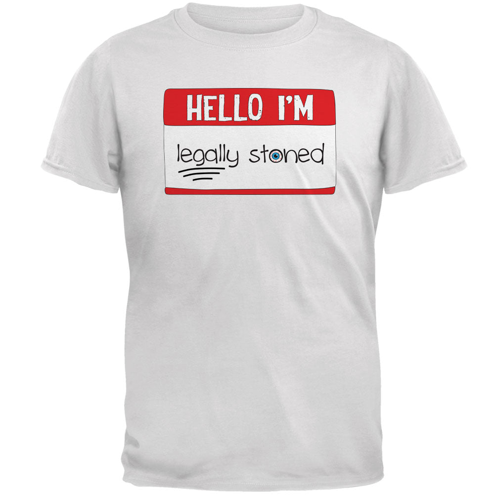 Halloween Hello I'm Legally Stoned Legalize Marijuana Mens T Shirt Men's T-Shirts Old Glory 2XL White