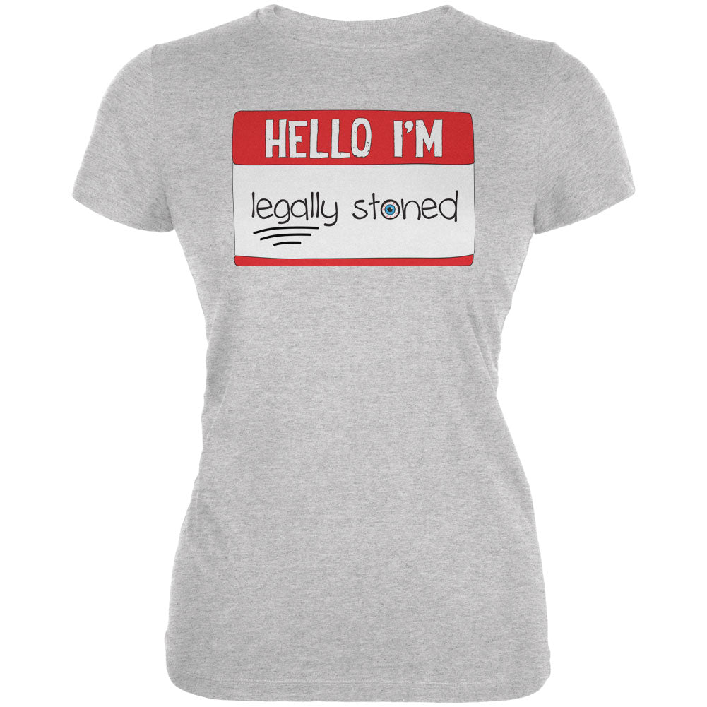 Halloween Hello I'm Legally Stoned Legalize Marijuana Juniors Soft T Shirt Juniors T-Shirts Old Glory 2XL Heather