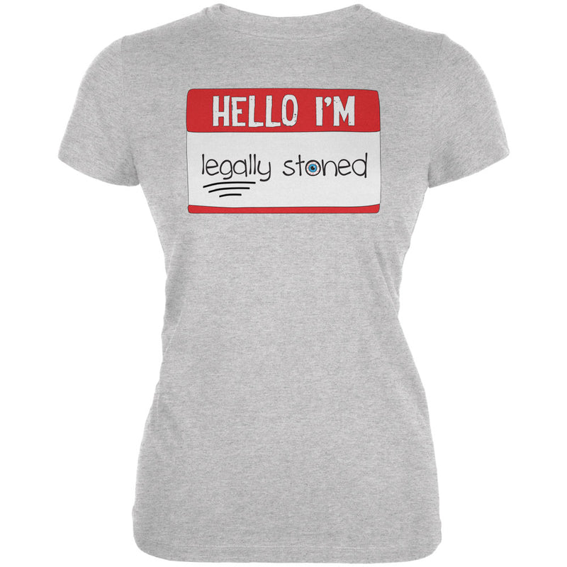 Halloween Hello I'm Legally Stoned Legalize Marijuana Juniors Soft T Shirt Juniors T-Shirts Old Glory 2XL Heather