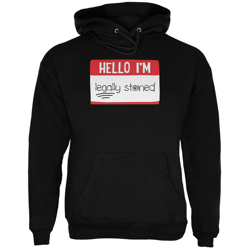 Halloween Hello I'm Legally Stoned Legalize Marijuana Mens Hoodie Men's Hoodies Old Glory 2XL Black
