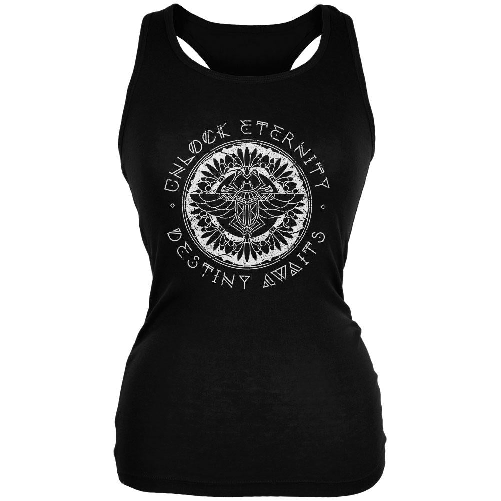 Destiny Awaits Egyptian Scarab Distress Juniors Soft Tank Top Juniors Tank Tops Old Glory 2XL Black
