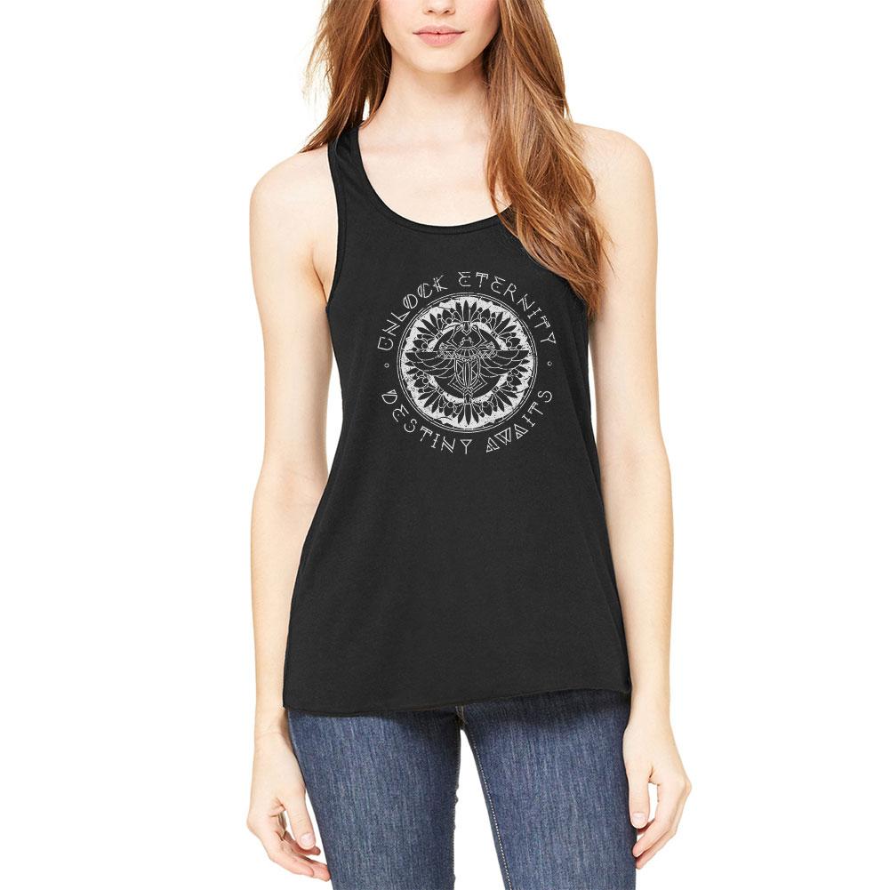 Destiny Awaits Egyptian Scarab Distress Womens Flowy Racerback Tank Top Women's Tank Tops Old Glory 2XL Black