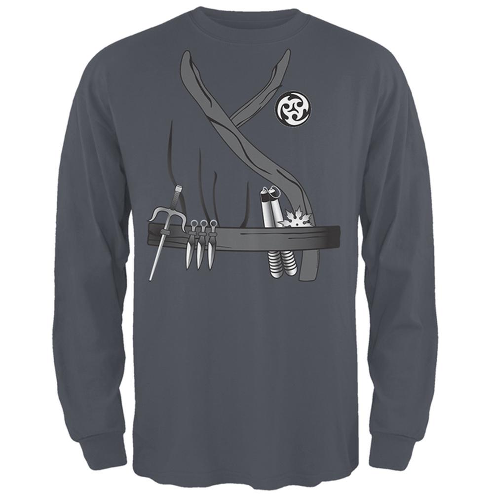 Halloween Ninja Assassin Costume Mens Long Sleeve T Shirt Men's Long Sleeves Old Glory 2XL Grey