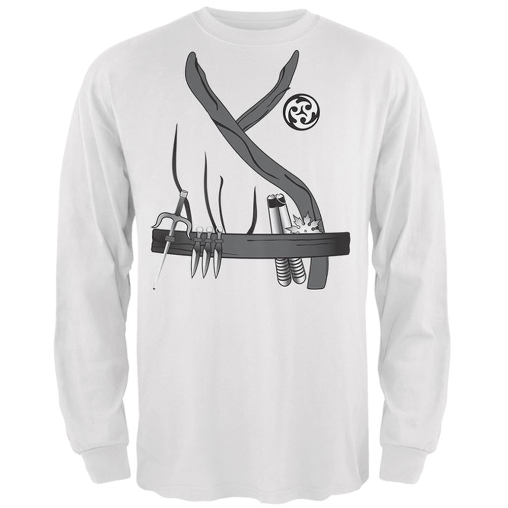 Halloween Ninja Assassin Costume Mens Long Sleeve T Shirt Men's Long Sleeves Old Glory 2XL White