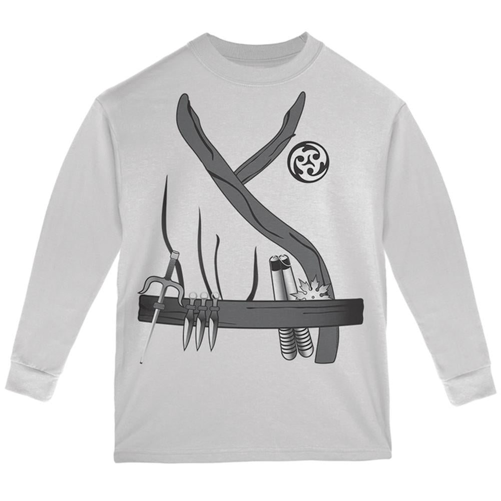 Halloween Ninja Assassin Costume Youth Long Sleeve T Shirt Youth Long Sleeves Old Glory LG White
