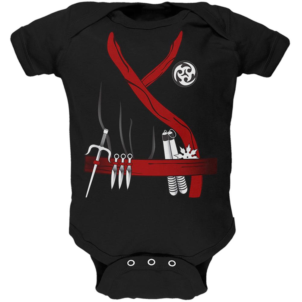 Halloween Red Clan Ninja Assassin Costume Soft Baby One Piece Baby One Piece Old Glory 12MO Black
