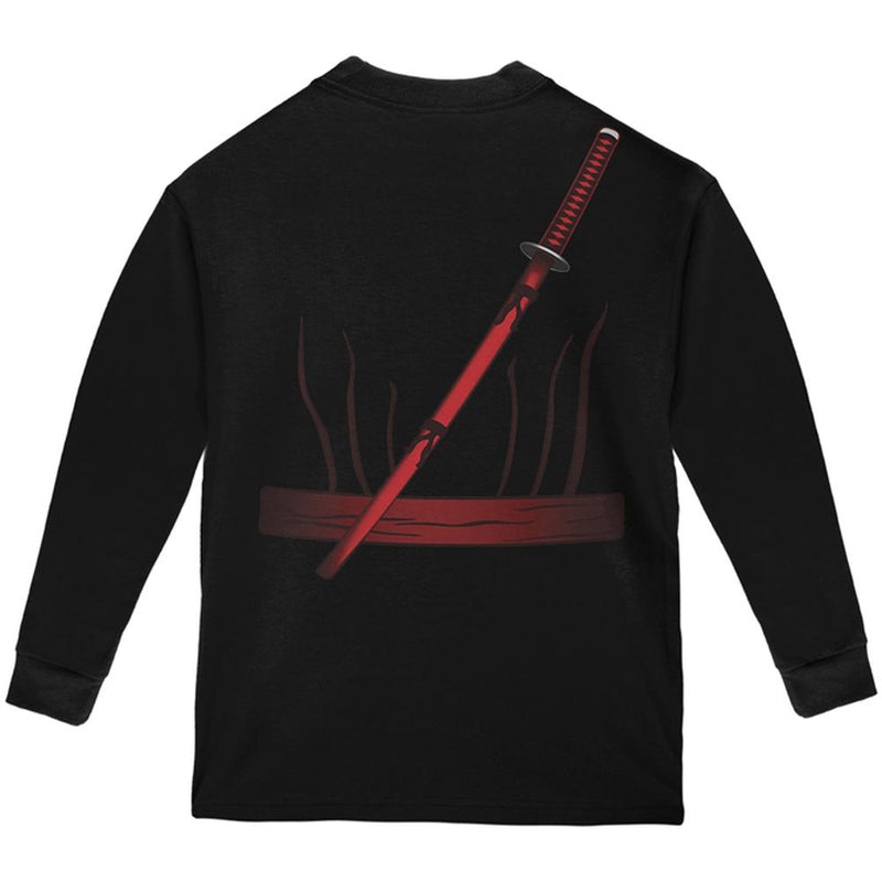 Halloween Red Clan Ninja Assassin Costume Youth Long Sleeve T Shirt Youth Long Sleeves Old Glory