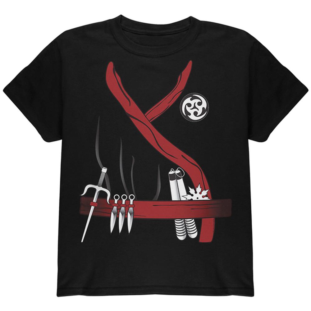 Halloween Red Clan Ninja Assassin Costume Youth T Shirt Youth T-Shirts Old Glory LG Black