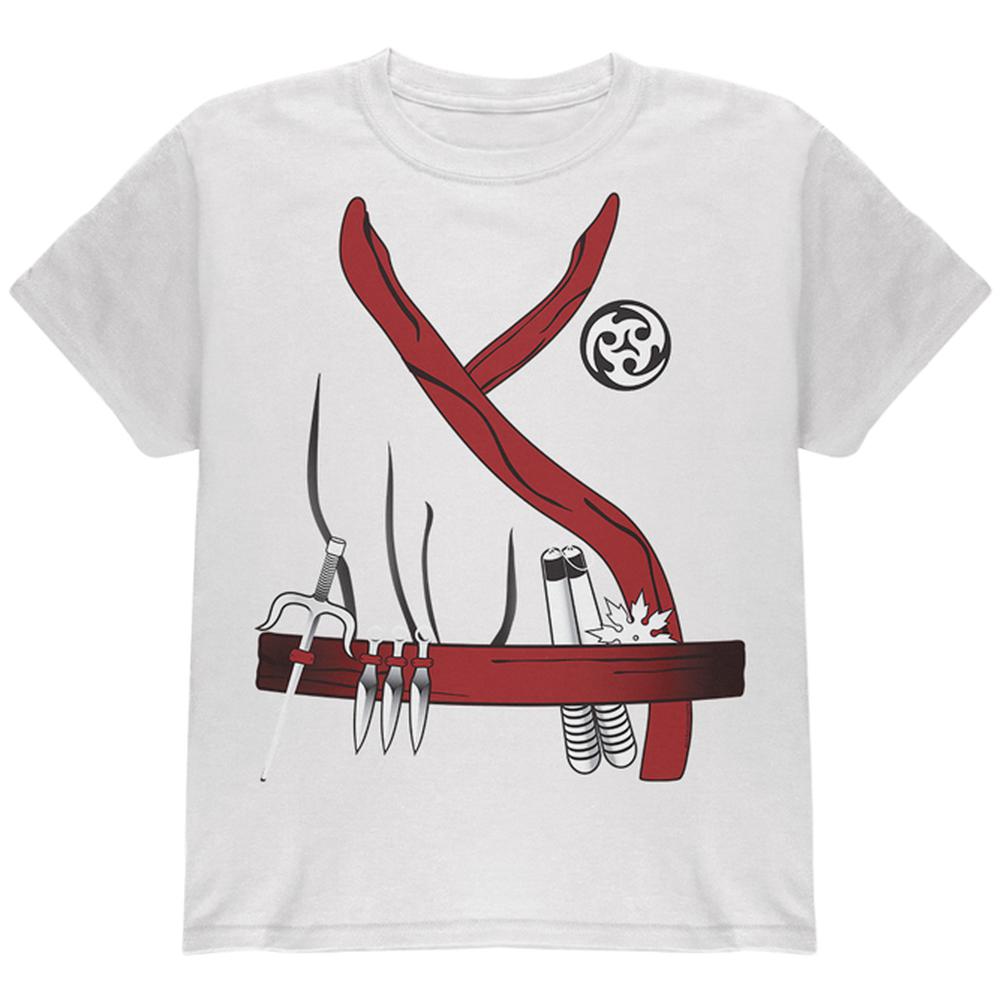 Halloween Red Clan Ninja Assassin Costume Youth T Shirt Youth T-Shirts Old Glory LG White