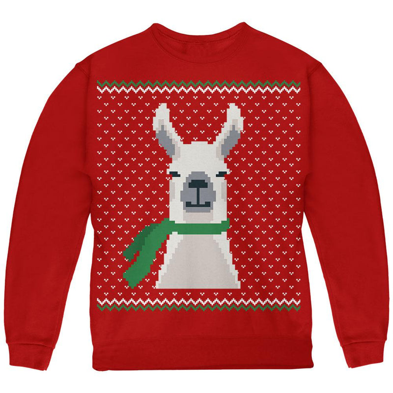 Ugly Christmas Sweater Big Llama Youth Sweatshirt Youth Sweatshirts Old Glory SM Red