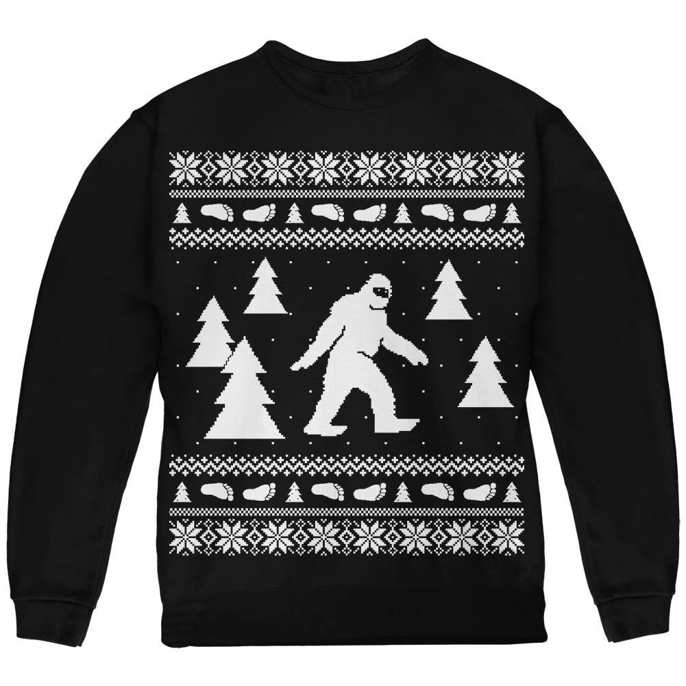 Sasquatch Ugly Christmas Sweater Youth Sweatshirt Youth Sweatshirts Old Glory LG Black