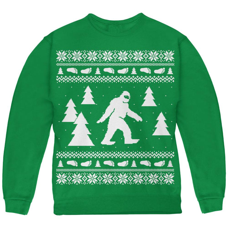 Sasquatch Ugly Christmas Sweater Youth Sweatshirt Youth Sweatshirts Old Glory LG Green