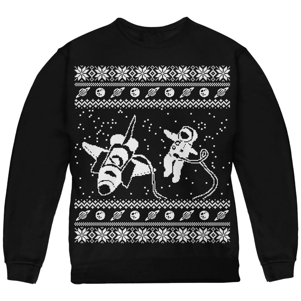 Astronaut in Space Ugly Christmas Sweater Youth Sweatshirt Youth Sweatshirts Old Glory LG Black