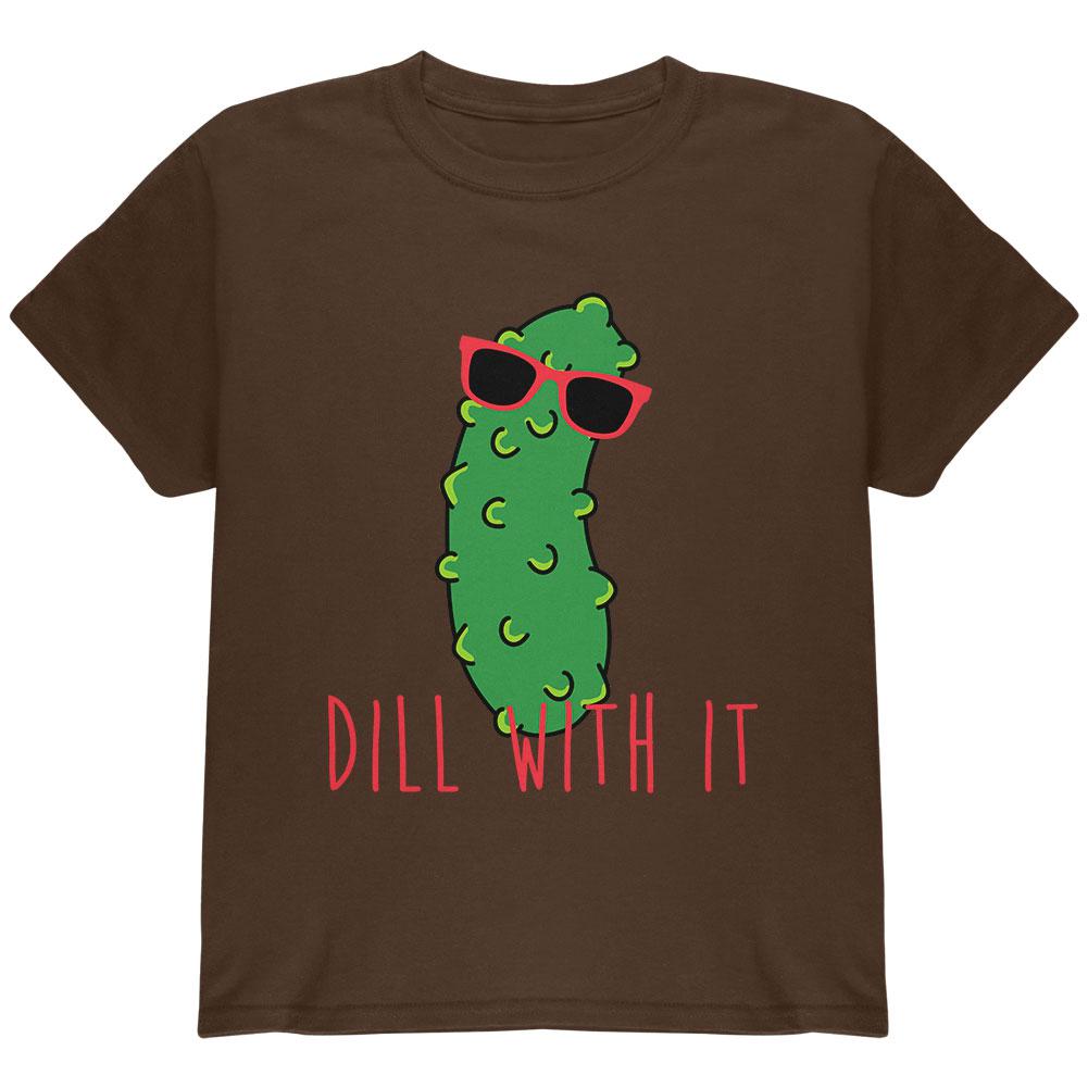 Vegetable Pickle Dill Deal With It Youth T Shirt Youth T-Shirts Old Glory LG Brown
