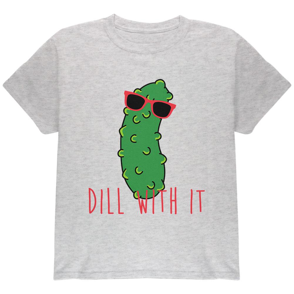 Vegetable Pickle Dill Deal With It Youth T Shirt Youth T-Shirts Old Glory LG Light Heather Grey