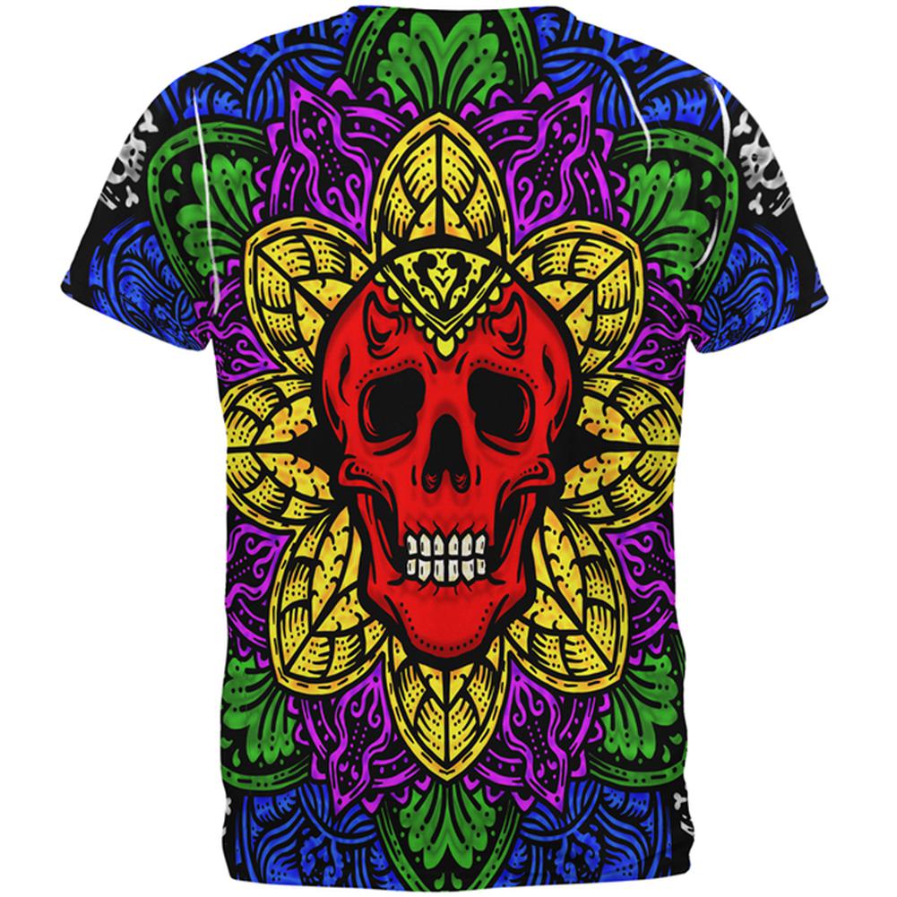 Halloween Demon Skull Mandala All Over Mens T Shirt Men's T-Shirts Old Glory