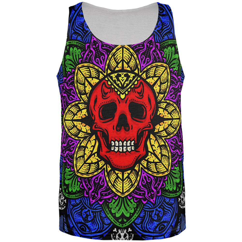 Halloween Demon Skull Mandala All Over Mens Tank Top Men's Tank Tops Old Glory 2XL Multi