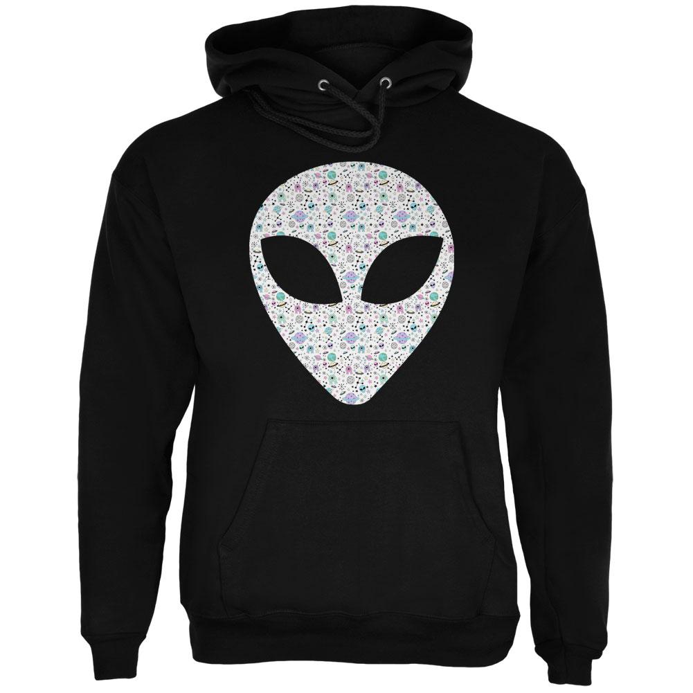 Alien Head Outer Space Elements Mens Hoodie Men's Hoodies Old Glory 2XL Black