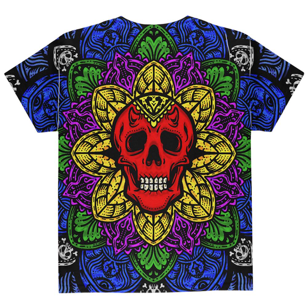 Halloween Demon Skull Mandala All Over Youth T Shirt Youth T-Shirts Old Glory
