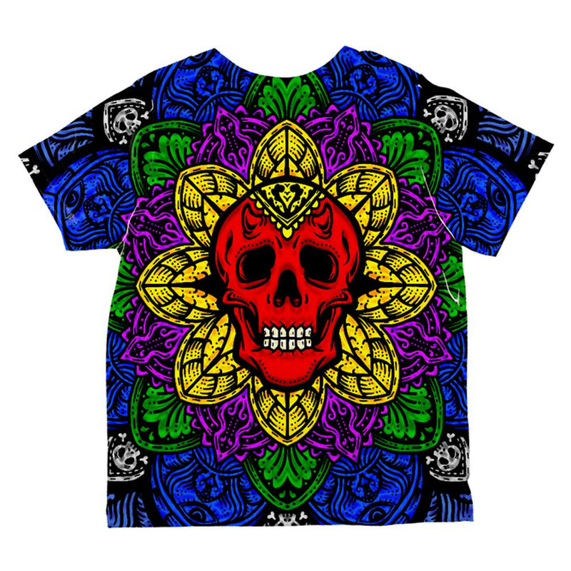 Halloween Demon Skull Mandala All Over Toddler T Shirt Toddler T-Shirts Old Glory