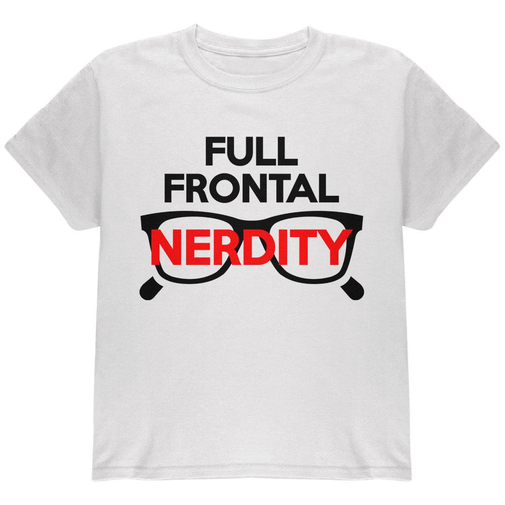 Halloween Nerd Costume Full Frontal Nudity Nerdity Pun Youth T Shirt Youth T-Shirts Old Glory LG White