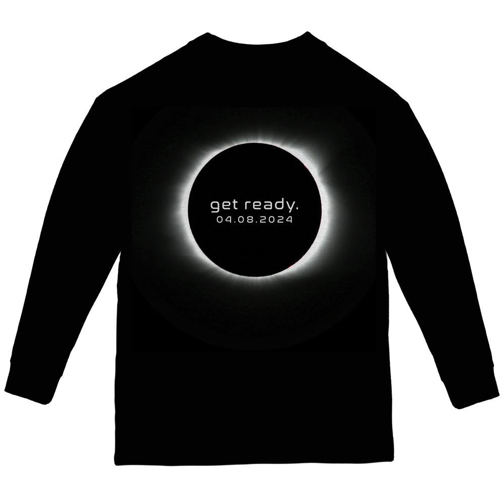 Get Ready Next Total Solar Eclipse Youth Long Sleeve T Shirt Youth Long Sleeves Old Glory LG Black