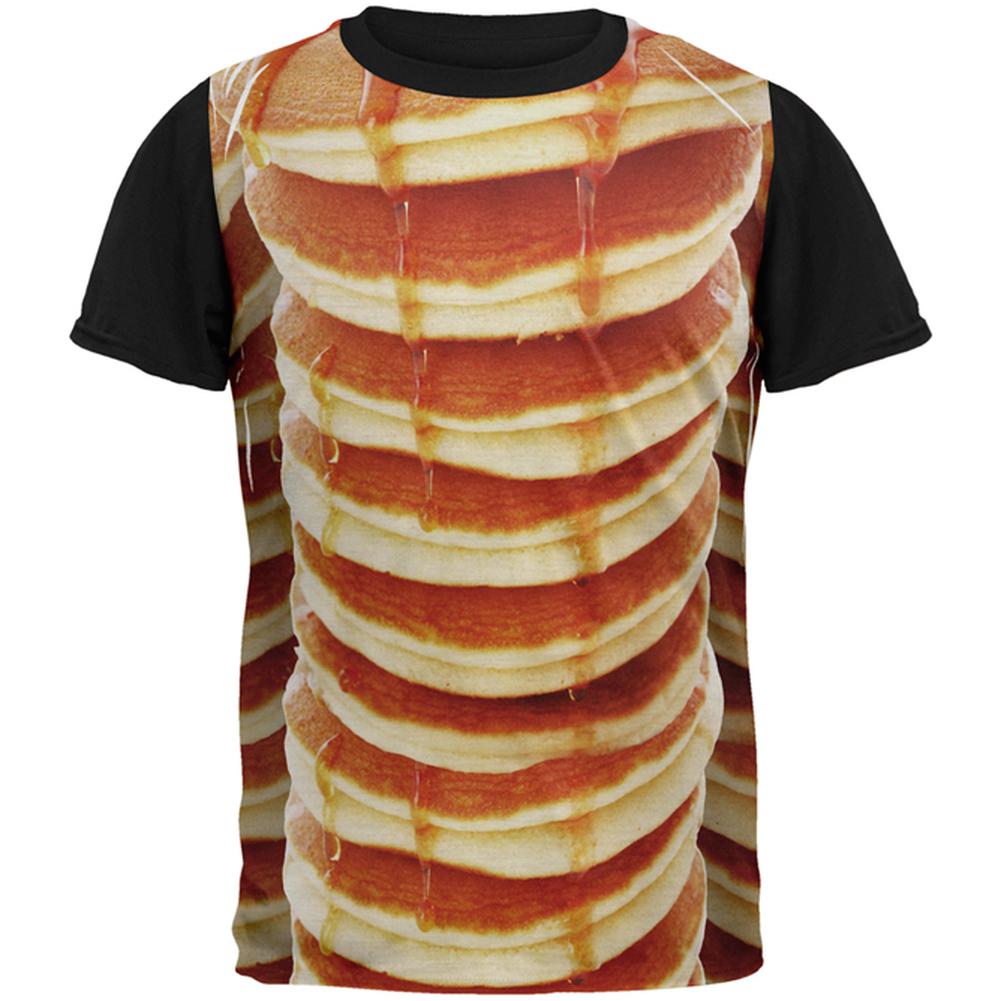 Halloween Pancakes and Syrup Breakfast Costume All Over Mens Black Back T Shirt Men's T-Shirts Old Glory MD Multi