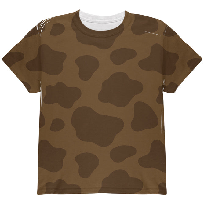 Halloween Brown Chocolate Milk Cow Costume All Over Youth T Shirt Youth T-Shirts Old Glory YLG Multi