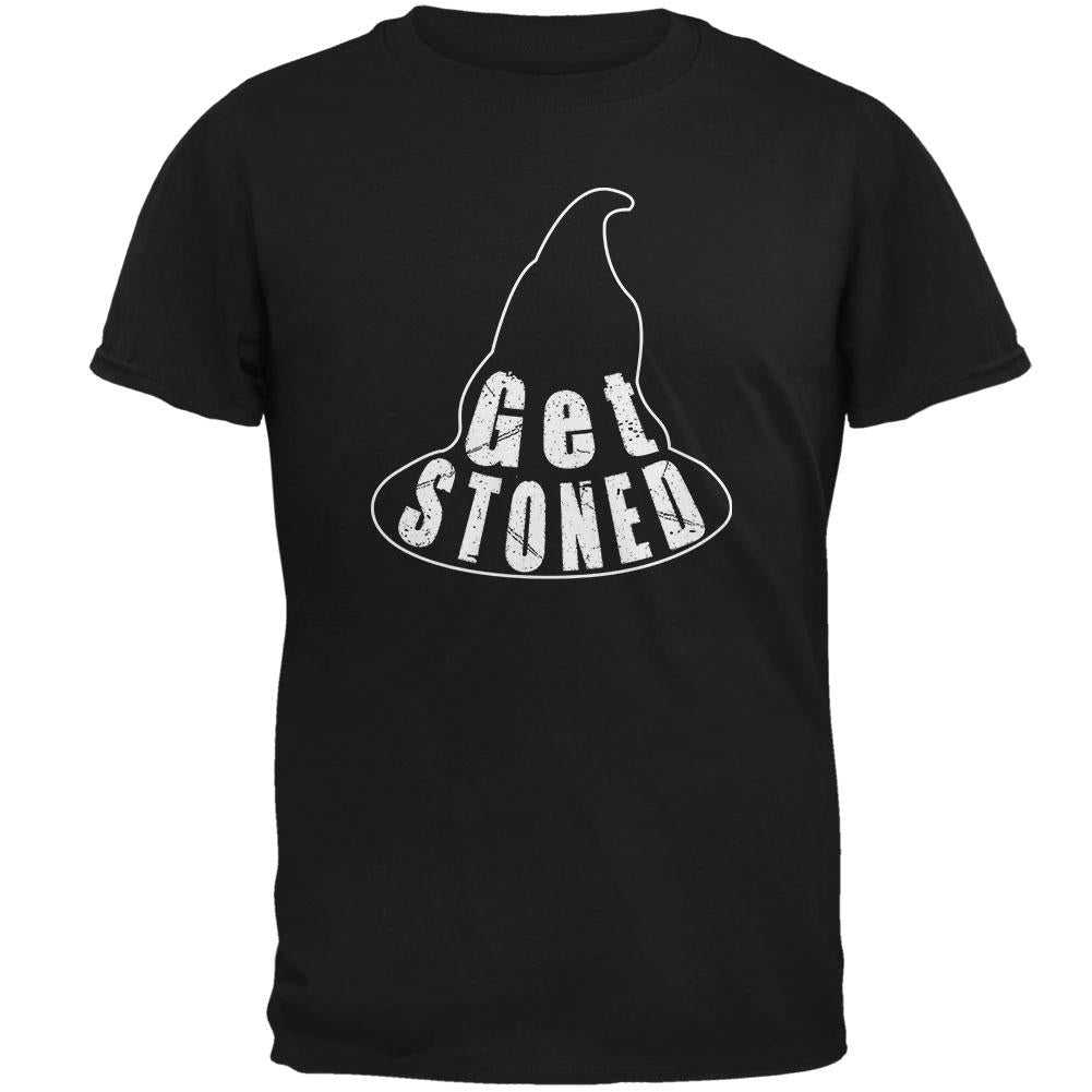 Halloween Witch Hat Get Stoned Pun Mens T Shirt Men's T-Shirts Old Glory 2XL Black