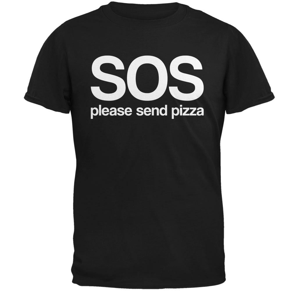 SOS Please Send Pizza Mens T Shirt Men's T-Shirts Old Glory 2XL Black