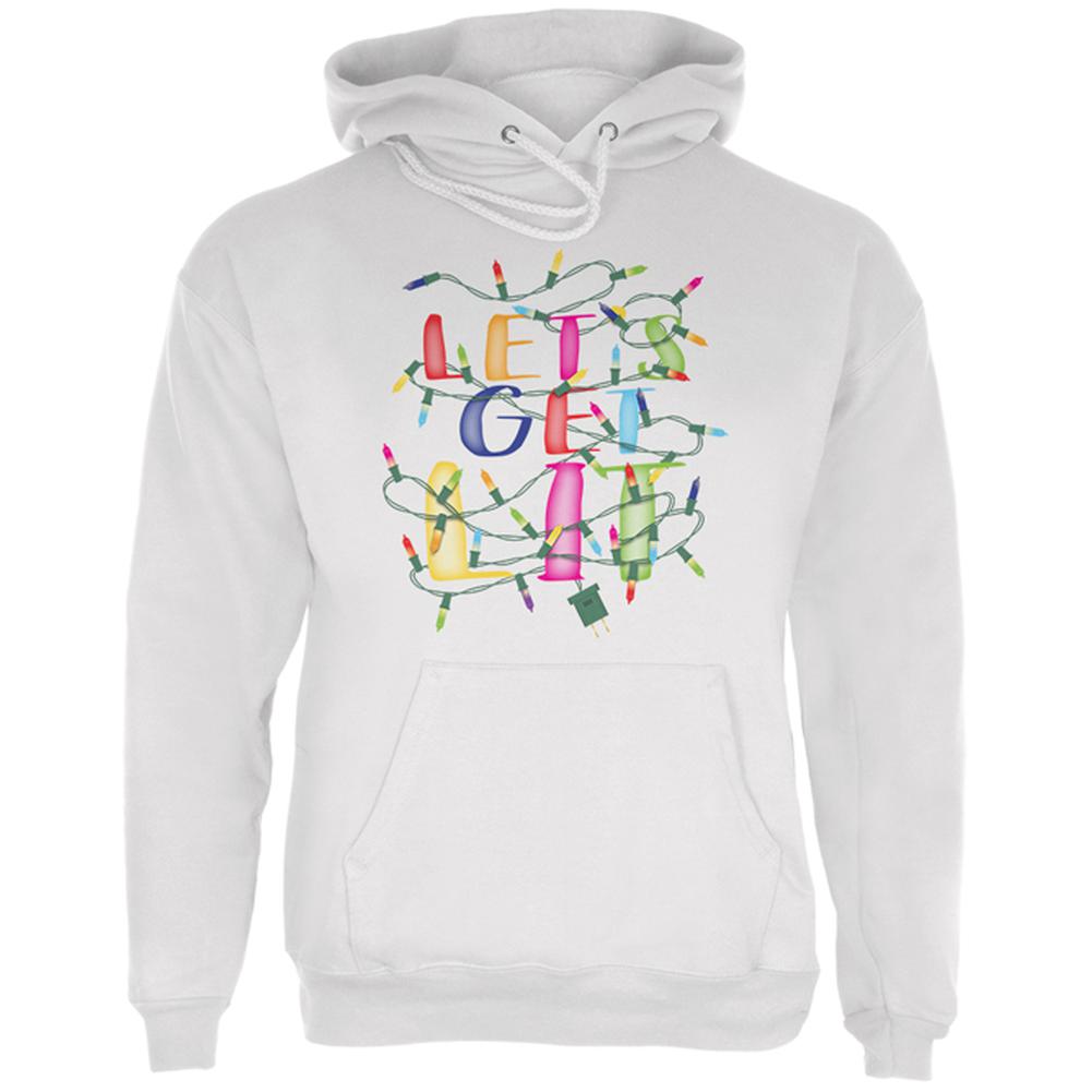 Christmas Lights Let's Get Lit Party Mens Hoodie Men's Hoodies Old Glory LG White