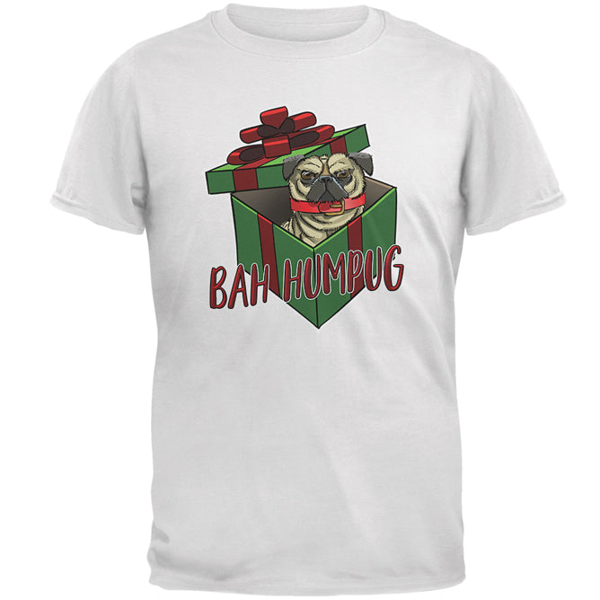 Christmas Bah Humpug Grumpy Scrooge Pug Gift Mens T Shirt Men's T-Shirts Old Glory 2XL White