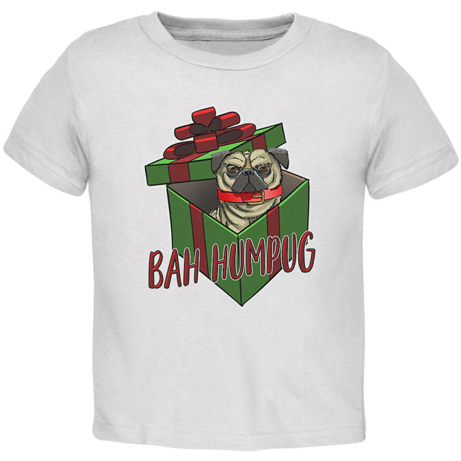Christmas Bah Humpug Grumpy Scrooge Pug Gift Toddler T Shirt Toddler T-Shirts Old Glory 2T White