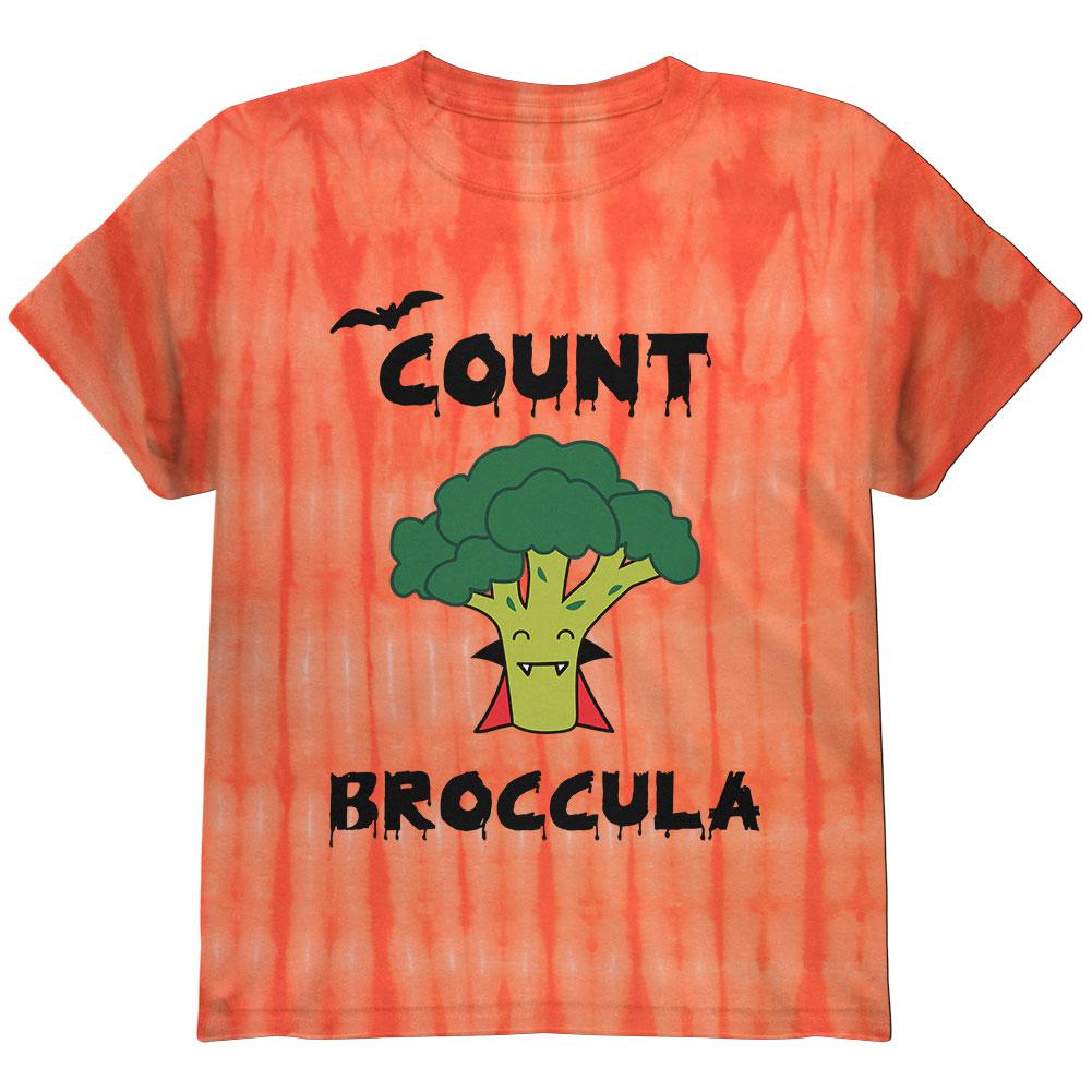 Healthy Halloween Count Broccula Dracula Funny Youth T-Shirt Youth T-Shirts Old Glory LG Bamboo Orange Tie Dye