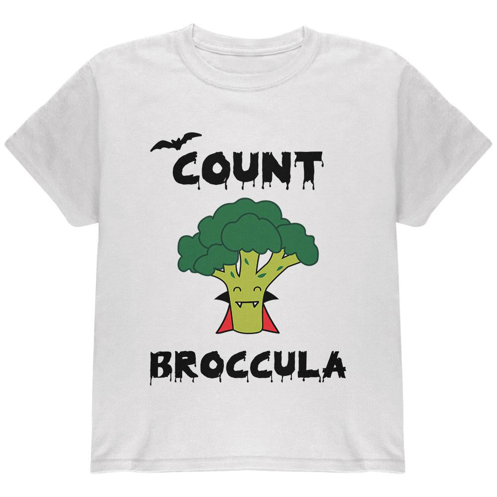 Healthy Halloween Count Broccula Dracula Funny Youth T-Shirt Youth T-Shirts Old Glory LG White