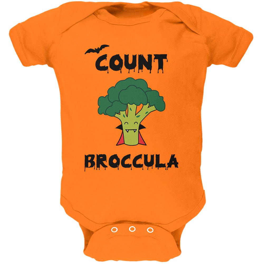 Halloween Vegetable Broccoli Count Broccula Dracula Soft Baby One Piece Baby One Piece Old Glory 6MO Mandarin Orange