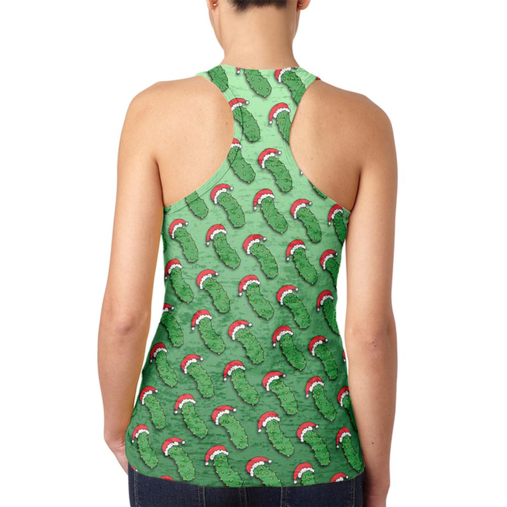 Christmas German Pickle Pattern Juniors Burnout Racerback Tank Top Juniors Tank Tops Old Glory 2XL Multi